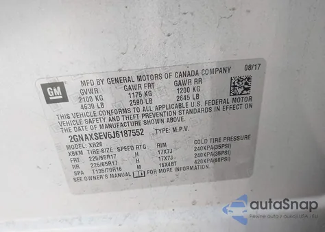 2018 Chevrolet Equinox Lt from USA, damaged, VIN 2GNAXSEV6J6187552